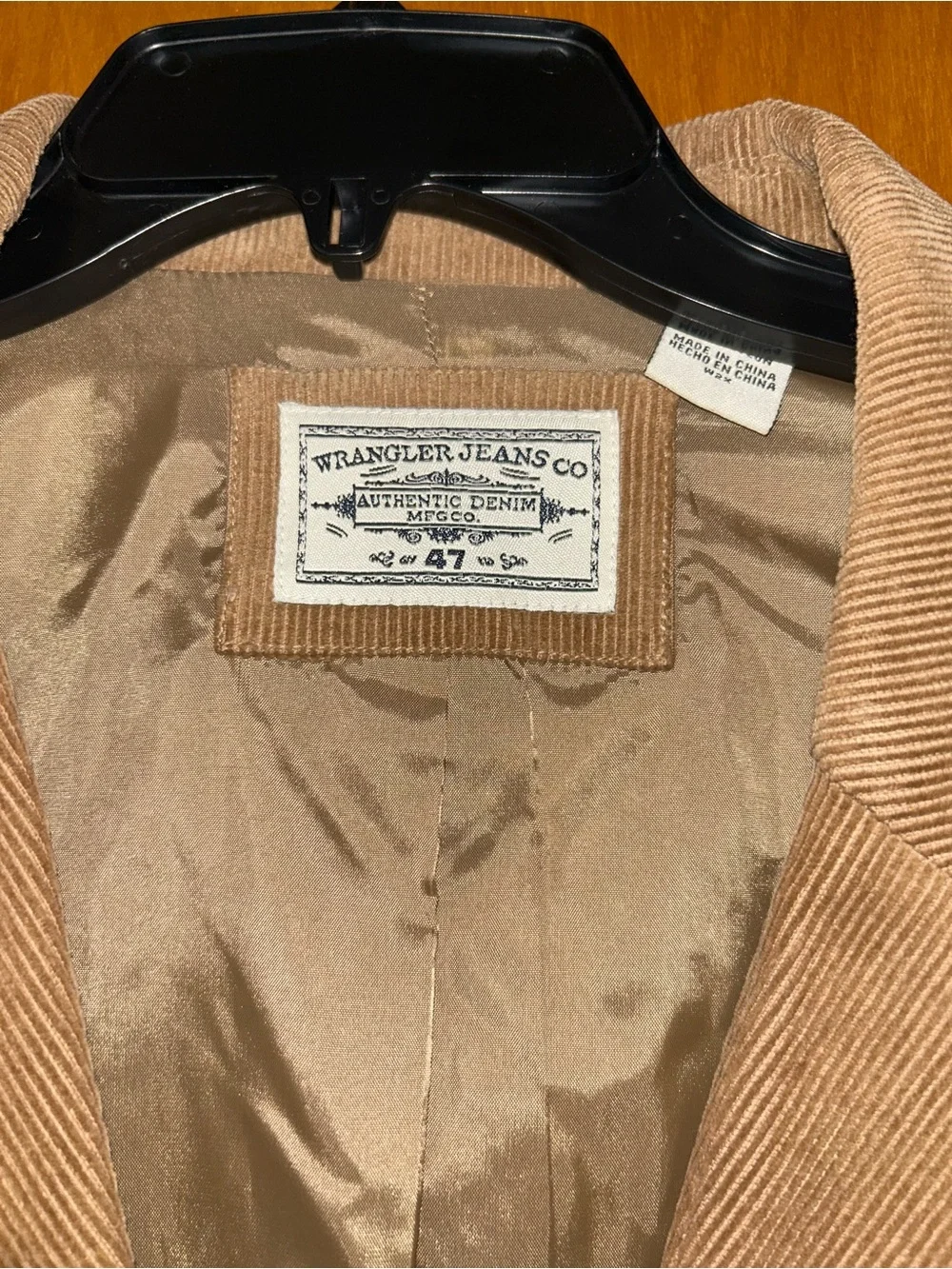 Vintage Mens Wrangler Tan Corduroy Jacket size Large